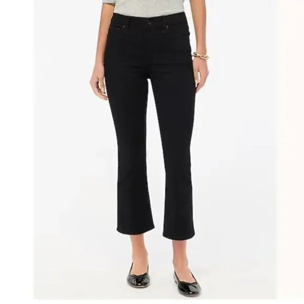 J. Crew Factory Jeans Womens Mid Rise Flare Crop Black All-day Stretch Sz 26 NEW